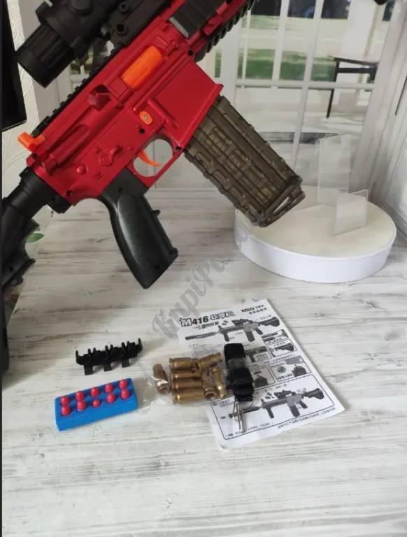Детский автомат M416 с выбросом гильз и оптическим прицелом, игрушечная винтовка на мягких пулях EVA