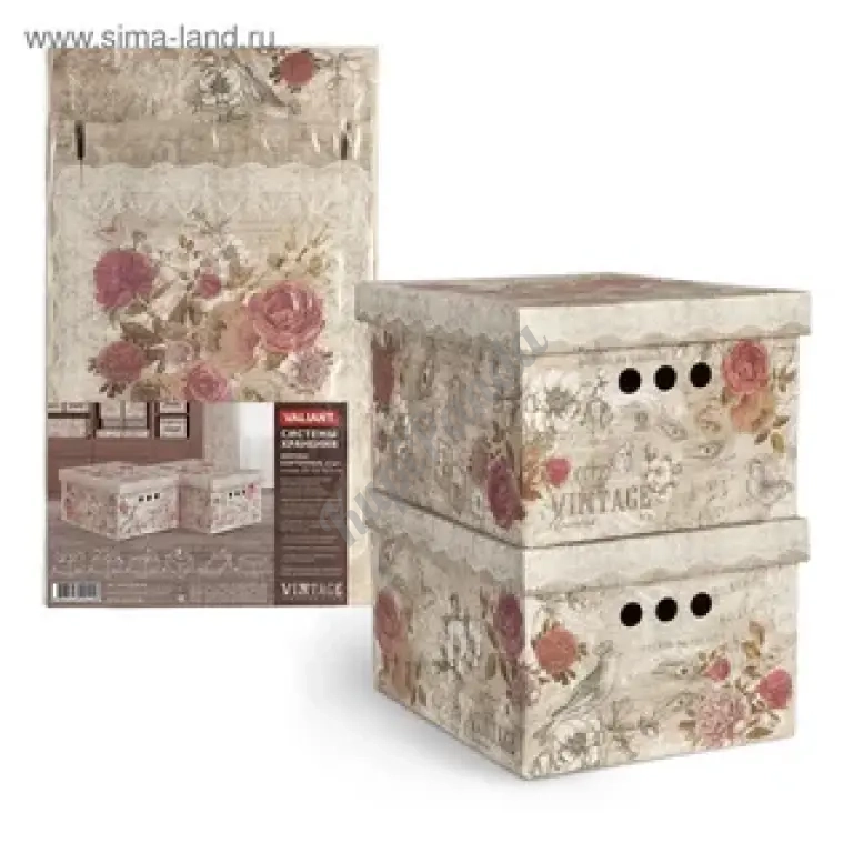 Картонный короб винтажный для хранения вещей.