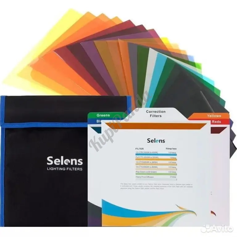 Selens GEL Set of 20 color комплект 20 гелевых фильтров 25х25 в чехле.