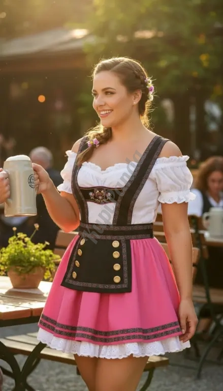 Костюм баварской официантки розовый