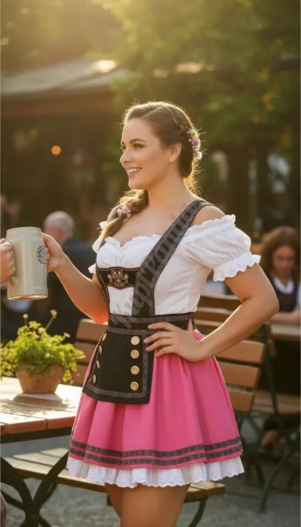 Костюм баварской официантки розовый