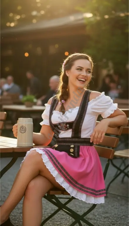 Костюм баварской официантки розовый